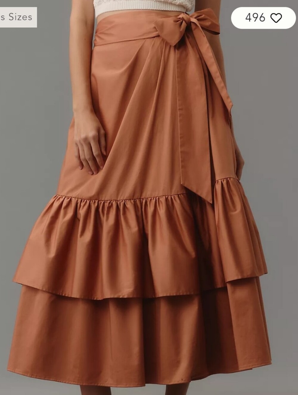 Anthropologie Rust Tiered Maxi Skirt with Side Bow